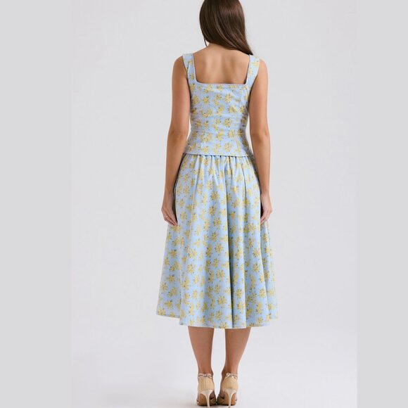 House of Cb Cora Gathered Lace-Up Skirt with Pockets Blue Size XS New With Tags - Picture 4 of 17